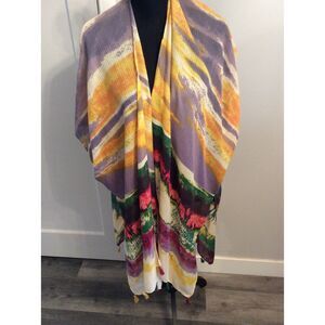 Boho Kimono Shawl OS Summer Tassels Wrap One Size Beach Cover Woven Hearts